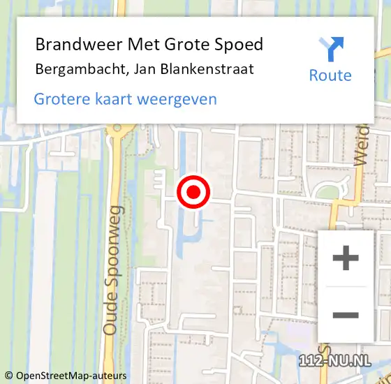 Locatie op kaart van de 112 melding: Brandweer Met Grote Spoed Naar Bergambacht, Jan Blankenstraat op 25 juni 2022 21:52