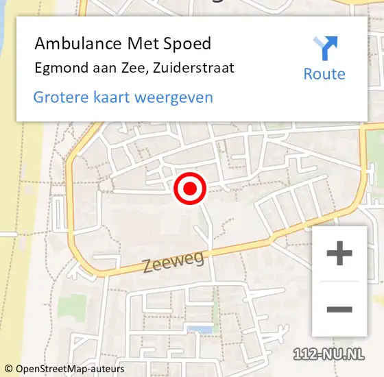 Locatie op kaart van de 112 melding: Ambulance Met Spoed Naar Egmond aan Zee, Zuiderstraat op 25 juni 2022 22:07