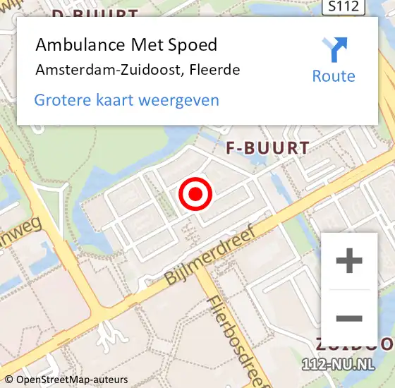 Locatie op kaart van de 112 melding: Ambulance Met Spoed Naar Amsterdam-Zuidoost, Fleerde op 25 juni 2022 22:13