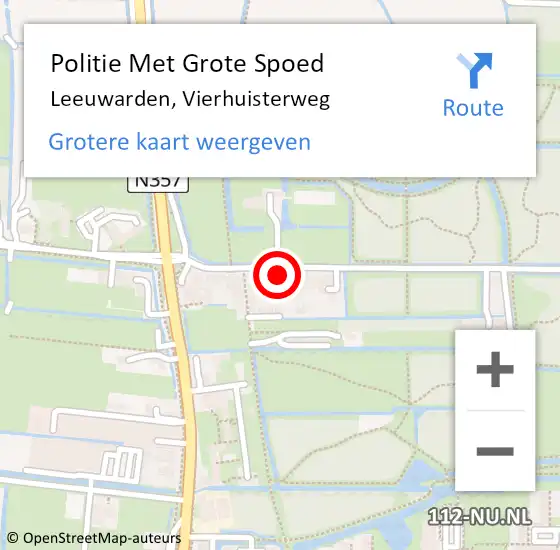 Locatie op kaart van de 112 melding: Politie Met Grote Spoed Naar Leeuwarden, Vierhuisterweg op 25 juni 2022 22:16