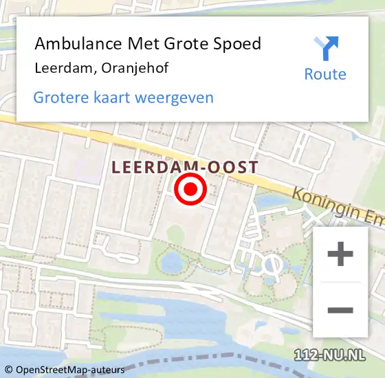 Locatie op kaart van de 112 melding: Ambulance Met Grote Spoed Naar Leerdam, Oranjehof op 25 juni 2022 22:23