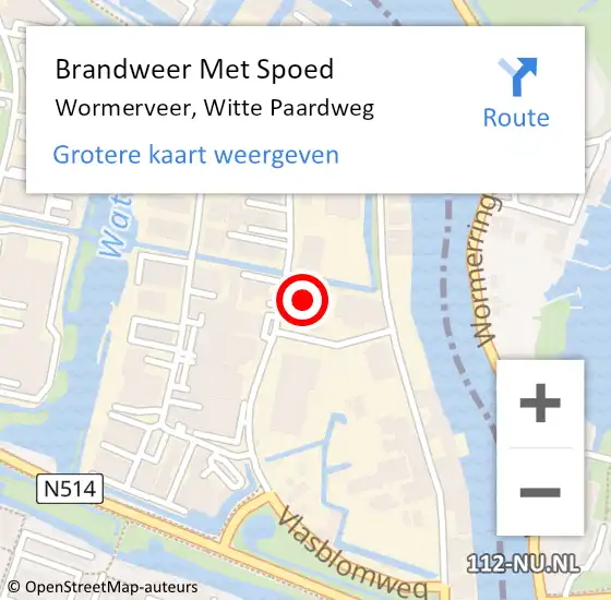 Locatie op kaart van de 112 melding: Brandweer Met Spoed Naar Wormerveer, Witte Paardweg op 25 juni 2022 22:32