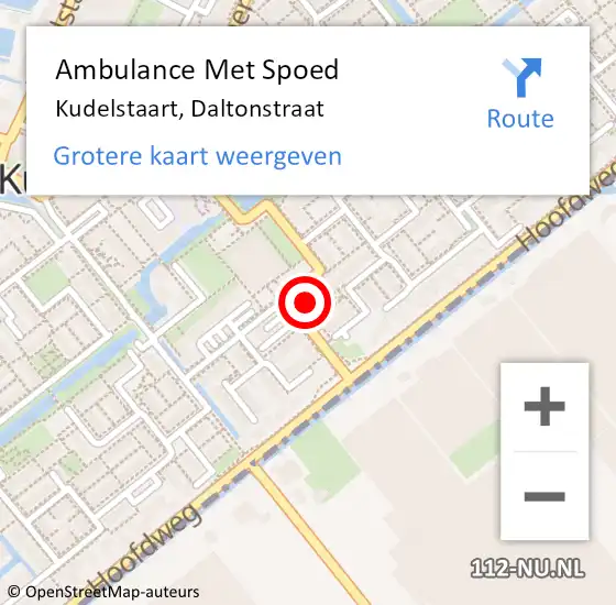 Locatie op kaart van de 112 melding: Ambulance Met Spoed Naar Kudelstaart, Daltonstraat op 25 juni 2022 22:38