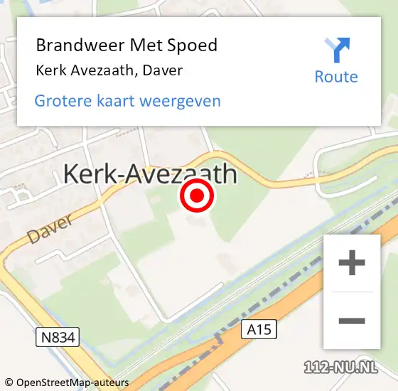 Locatie op kaart van de 112 melding: Brandweer Met Spoed Naar Kerk Avezaath, Daver op 9 september 2013 00:52