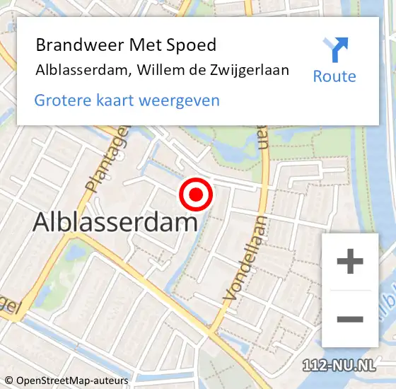 Locatie op kaart van de 112 melding: Brandweer Met Spoed Naar Alblasserdam, Willem de Zwijgerlaan op 25 juni 2022 22:45