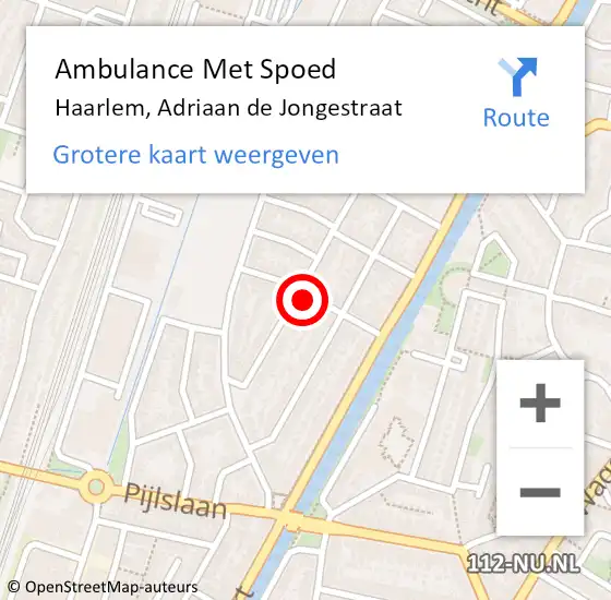 Locatie op kaart van de 112 melding: Ambulance Met Spoed Naar Haarlem, Adriaan de Jongestraat op 25 juni 2022 23:04