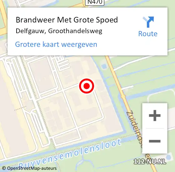 Locatie op kaart van de 112 melding: Brandweer Met Grote Spoed Naar Delfgauw, Groothandelsweg op 25 juni 2022 23:06