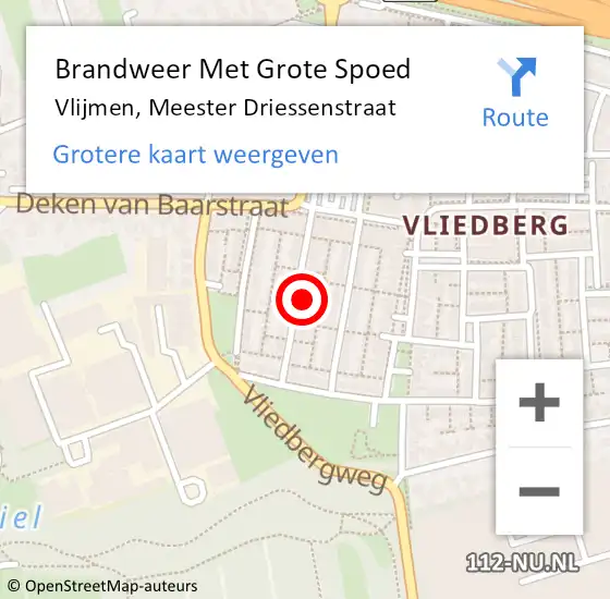 Locatie op kaart van de 112 melding: Brandweer Met Grote Spoed Naar Vlijmen, Meester Driessenstraat op 25 juni 2022 23:07