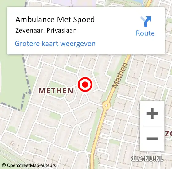 Locatie op kaart van de 112 melding: Ambulance Met Spoed Naar Zevenaar, Privaslaan op 25 juni 2022 23:18