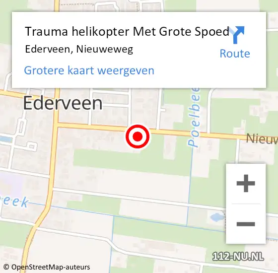 Locatie op kaart van de 112 melding: Trauma helikopter Met Grote Spoed Naar Ederveen, Nieuweweg op 25 juni 2022 23:22