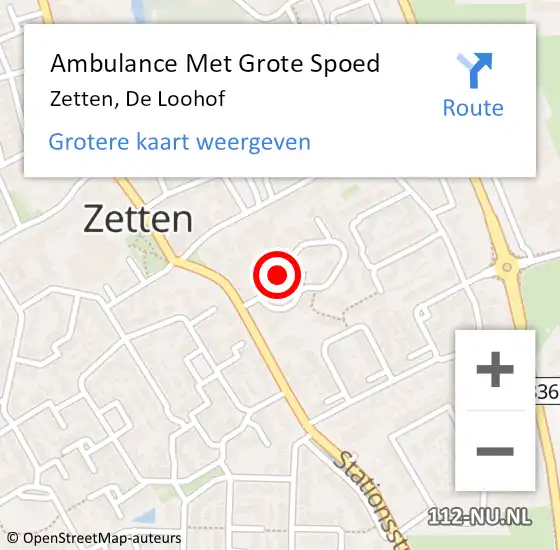Locatie op kaart van de 112 melding: Ambulance Met Grote Spoed Naar Zetten, De Loohof op 25 juni 2022 23:23
