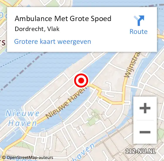 Locatie op kaart van de 112 melding: Ambulance Met Grote Spoed Naar Dordrecht, Vlak op 25 juni 2022 23:31