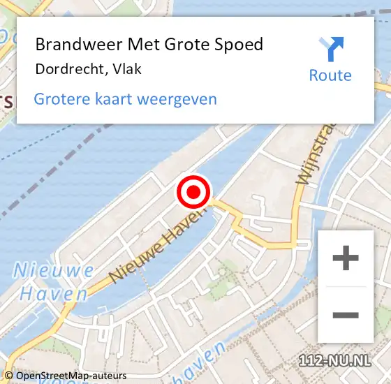 Locatie op kaart van de 112 melding: Brandweer Met Grote Spoed Naar Dordrecht, Vlak op 25 juni 2022 23:31