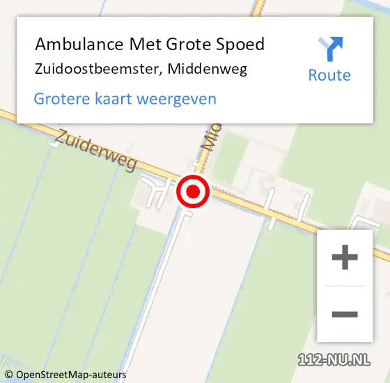 Locatie op kaart van de 112 melding: Ambulance Met Grote Spoed Naar Zuidoostbeemster, Middenweg op 25 juni 2022 23:34