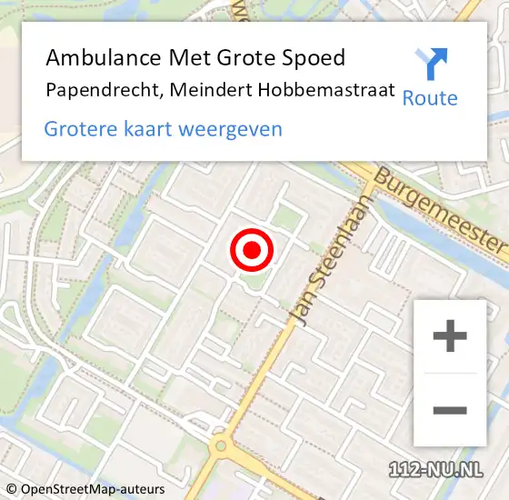 Locatie op kaart van de 112 melding: Ambulance Met Grote Spoed Naar Papendrecht, Meindert Hobbemastraat op 25 juni 2022 23:51