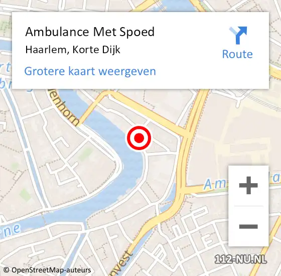 Locatie op kaart van de 112 melding: Ambulance Met Spoed Naar Haarlem, Korte Dijk op 26 juni 2022 00:26