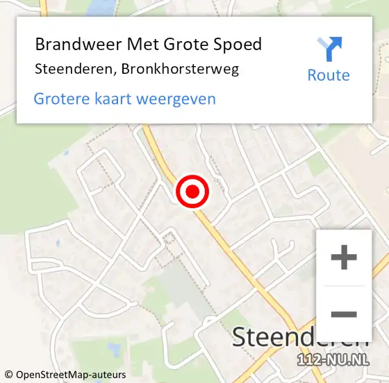 Locatie op kaart van de 112 melding: Brandweer Met Grote Spoed Naar Steenderen, Bronkhorsterweg op 26 juni 2022 01:16