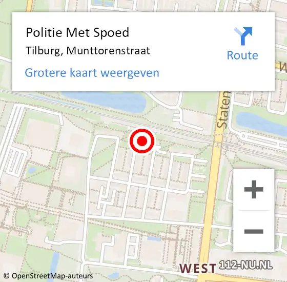 Locatie op kaart van de 112 melding: Politie Met Spoed Naar Tilburg, Munttorenstraat op 26 juni 2022 01:42