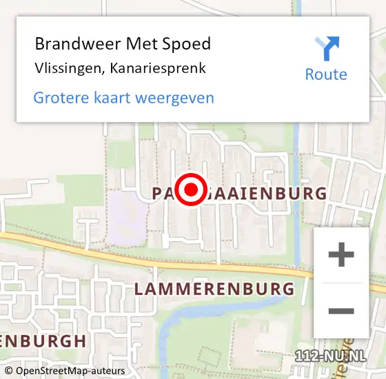 Locatie op kaart van de 112 melding: Brandweer Met Spoed Naar Vlissingen, Kanariesprenk op 26 juni 2022 01:58