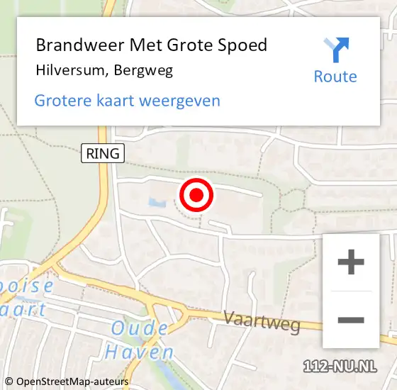 Locatie op kaart van de 112 melding: Brandweer Met Grote Spoed Naar Hilversum, Bergweg op 26 juni 2022 02:58