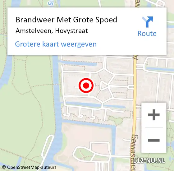 Locatie op kaart van de 112 melding: Brandweer Met Grote Spoed Naar Amstelveen, Hovystraat op 26 juni 2022 02:58