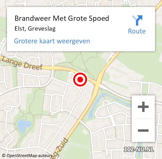 Locatie op kaart van de 112 melding: Brandweer Met Grote Spoed Naar Elst, Greveslag op 26 juni 2022 03:05