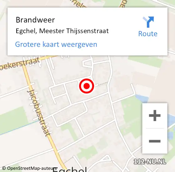 Locatie op kaart van de 112 melding: Brandweer Egchel, Meester Thijssenstraat op 26 juni 2022 03:11