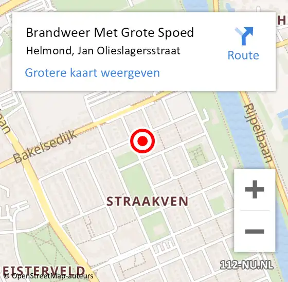 Locatie op kaart van de 112 melding: Brandweer Met Grote Spoed Naar Helmond, Jan Olieslagersstraat op 26 juni 2022 03:41