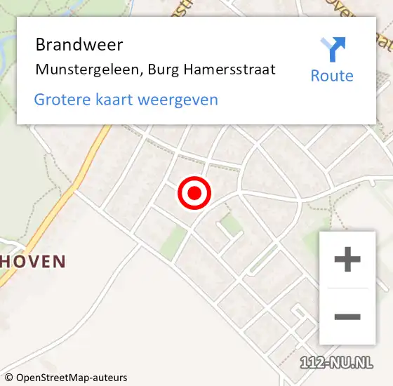 Locatie op kaart van de 112 melding: Brandweer Munstergeleen, Burg Hamersstraat op 21 juli 2014 12:27