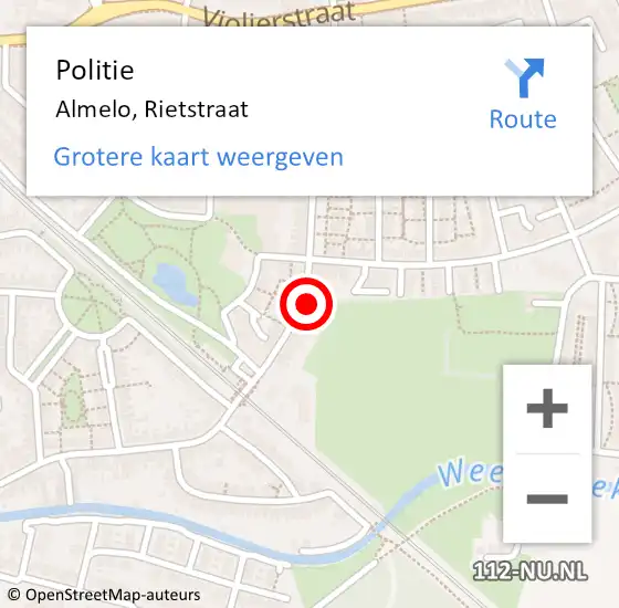 Locatie op kaart van de 112 melding: Politie Almelo, Rietstraat op 26 juni 2022 05:47