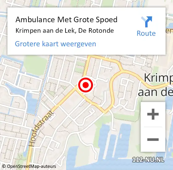 Locatie op kaart van de 112 melding: Ambulance Met Grote Spoed Naar Krimpen aan de Lek, De Rotonde op 26 juni 2022 06:21