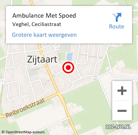 Locatie op kaart van de 112 melding: Ambulance Met Spoed Naar Veghel, Ceciliastraat op 9 september 2013 00:54