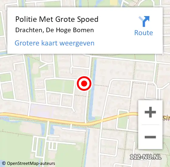 Locatie op kaart van de 112 melding: Politie Met Grote Spoed Naar Drachten, De Hoge Bomen op 26 juni 2022 07:51