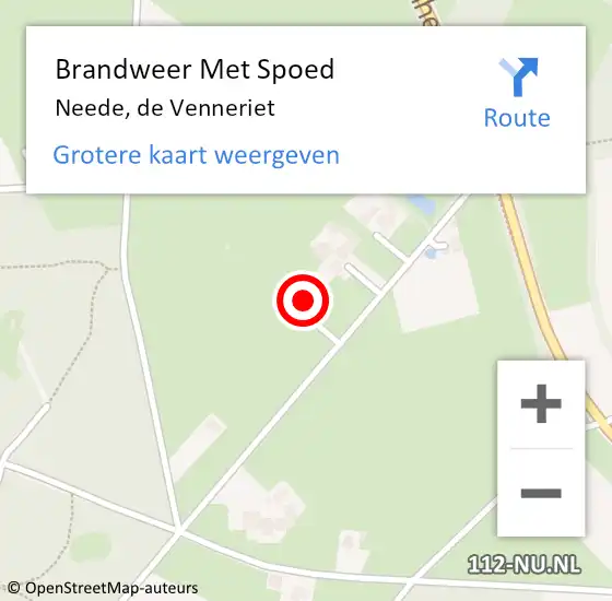 Locatie op kaart van de 112 melding: Brandweer Met Spoed Naar Neede, de Venneriet op 26 juni 2022 08:33