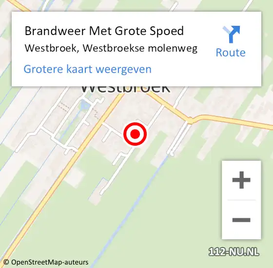 Locatie op kaart van de 112 melding: Brandweer Met Grote Spoed Naar Westbroek, Westbroekse molenweg op 26 juni 2022 08:40