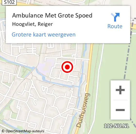 Locatie op kaart van de 112 melding: Ambulance Met Grote Spoed Naar Hoogvliet, Reiger op 26 juni 2022 09:01