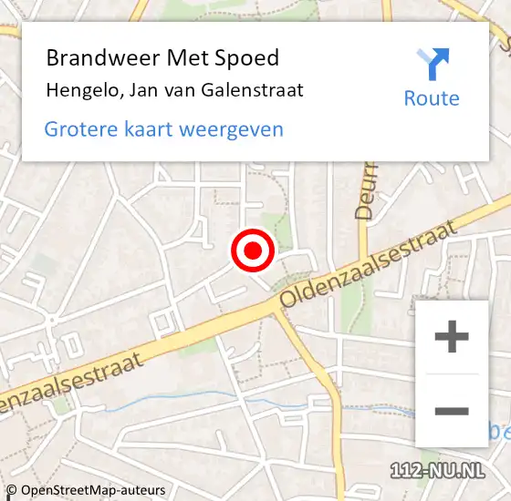 Locatie op kaart van de 112 melding: Brandweer Met Spoed Naar Hengelo, Jan van Galenstraat op 26 juni 2022 09:01