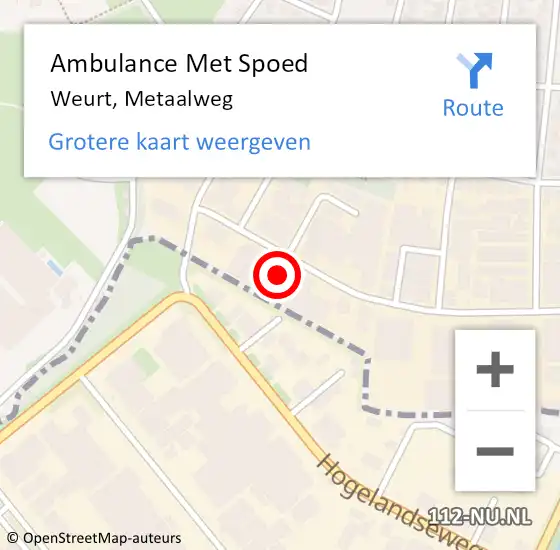 Locatie op kaart van de 112 melding: Ambulance Met Spoed Naar Weurt, Metaalweg op 26 juni 2022 09:02