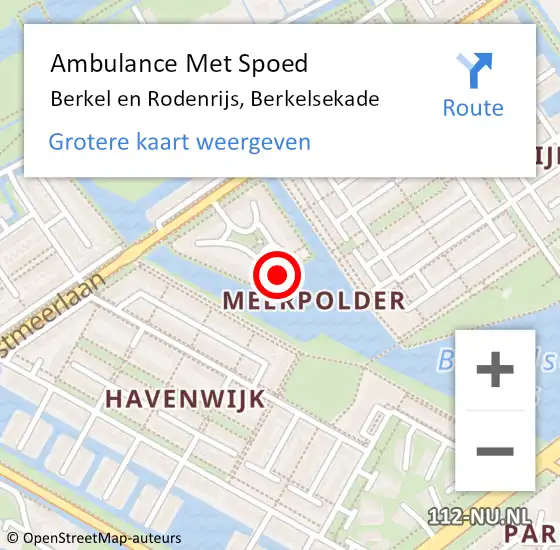 Locatie op kaart van de 112 melding: Ambulance Met Spoed Naar Berkel en Rodenrijs, Berkelsekade op 26 juni 2022 09:03