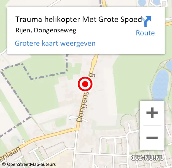 Locatie op kaart van de 112 melding: Trauma helikopter Met Grote Spoed Naar Rijen, Dongenseweg op 26 juni 2022 09:03