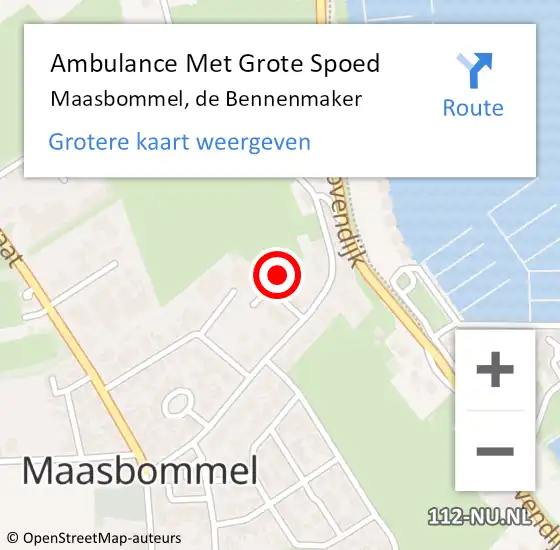 Locatie op kaart van de 112 melding: Ambulance Met Grote Spoed Naar Maasbommel, de Bennenmaker op 26 juni 2022 09:09