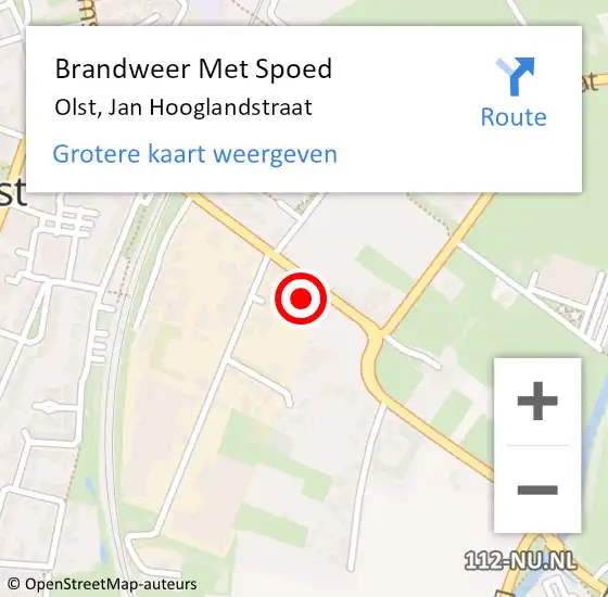 Locatie op kaart van de 112 melding: Brandweer Met Spoed Naar Olst, Jan Hooglandstraat op 26 juni 2022 09:37