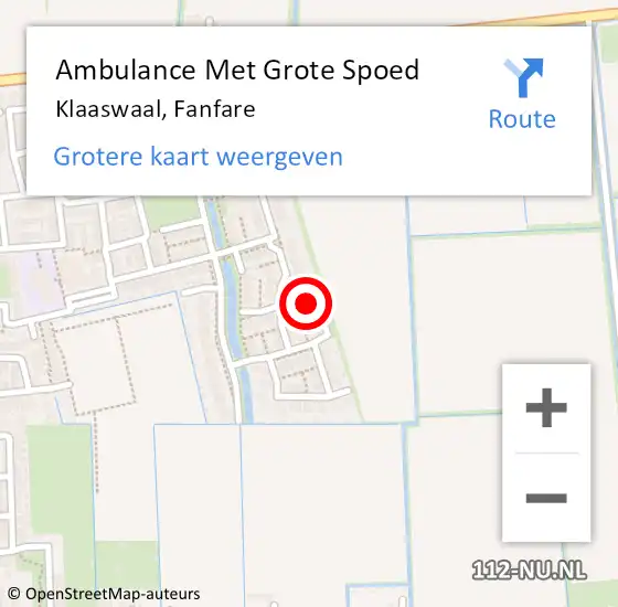 Locatie op kaart van de 112 melding: Ambulance Met Grote Spoed Naar Klaaswaal, Fanfare op 26 juni 2022 09:49