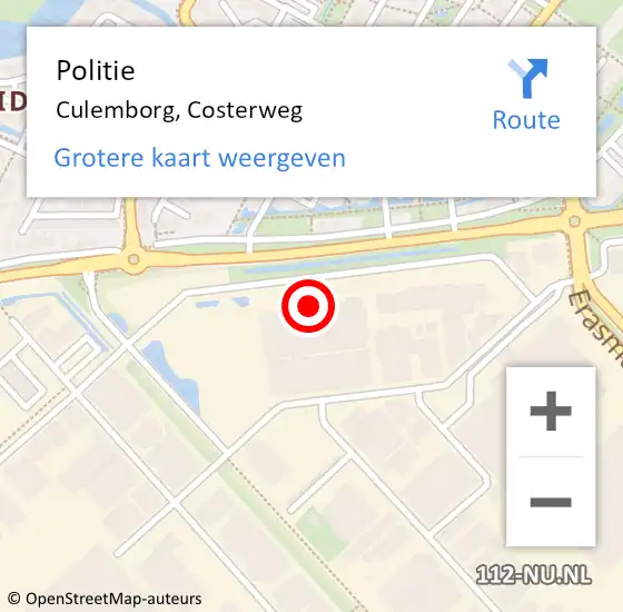 Locatie op kaart van de 112 melding: Politie Culemborg, Costerweg op 26 juni 2022 09:53