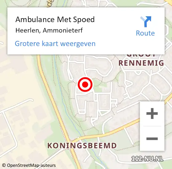 Locatie op kaart van de 112 melding: Ambulance Met Spoed Naar Heerlen, Ammonieterf op 26 juni 2022 10:04