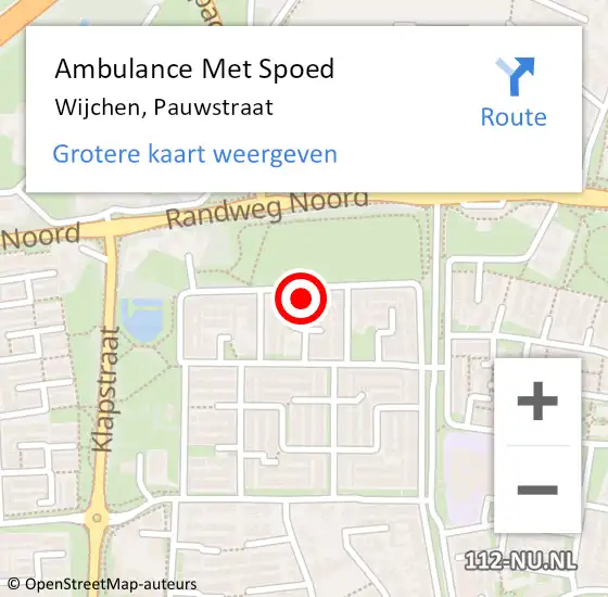 Locatie op kaart van de 112 melding: Ambulance Met Spoed Naar Wijchen, Pauwstraat op 26 juni 2022 10:27