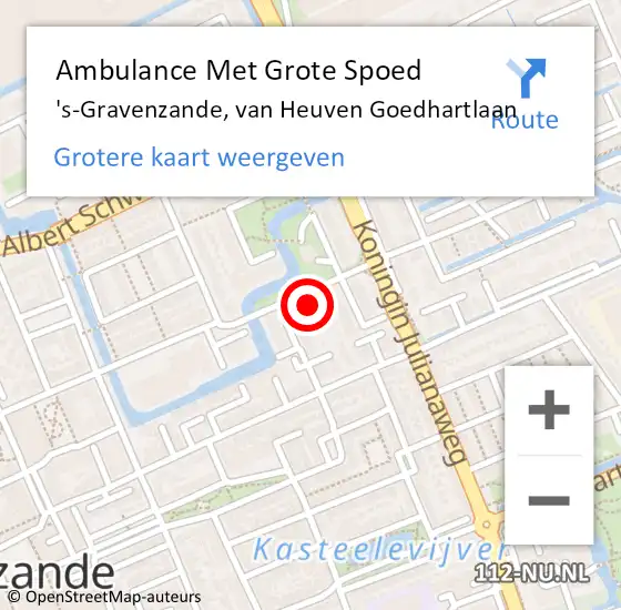 Locatie op kaart van de 112 melding: Ambulance Met Grote Spoed Naar 's-Gravenzande, van Heuven Goedhartlaan op 26 juni 2022 11:14