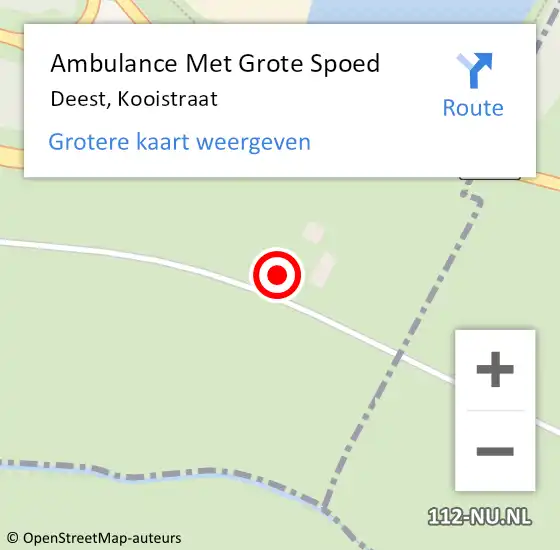 Locatie op kaart van de 112 melding: Ambulance Met Grote Spoed Naar Deest, Kooistraat op 26 juni 2022 11:22