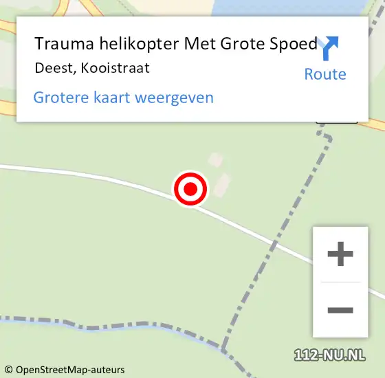 Locatie op kaart van de 112 melding: Trauma helikopter Met Grote Spoed Naar Deest, Kooistraat op 26 juni 2022 11:22