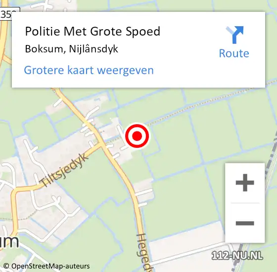 Locatie op kaart van de 112 melding: Politie Met Grote Spoed Naar Boksum, Nijlânsdyk op 26 juni 2022 11:43